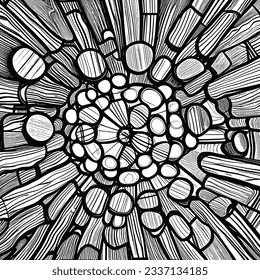 Gráficos abstractos en blanco y negro, dibujo vectorial
