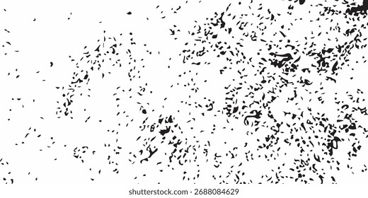 Design de textura grunge abstrato preto e branco com splatter de tinta suja e ilustração de borda de tinta.	