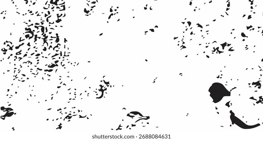 Black and white abstract grunge texture design with dirty paint splatter and ink border illustration.	