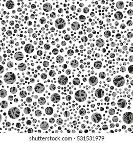 Black and white abstract hand drawn seamless doodle pattern. Eps-8.