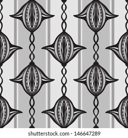 Black and white abstract hand-draw seamless pattern.
