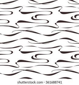 Black and white abstract hand-drawn pattern, waves or curls background. Seamless pattern for your design wallpapers, pattern fills, web page backgrounds, surface textures. Raster version