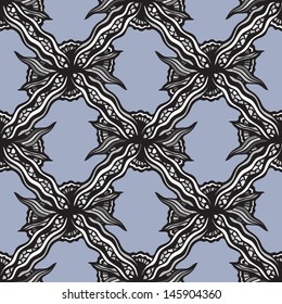 Black and white abstract hand-drawn seamless pattern.