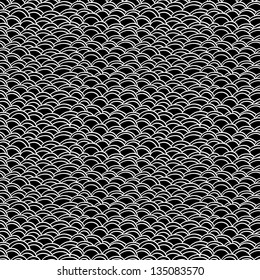 Black and white abstract hand-drawn wave seamless pattern. Vector background. Can be used for you web design, scrapbooking, for book cover and many other cases.