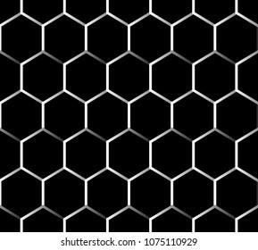 Black and White Abstract hexagonal background Dark geometric seamless pattern