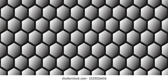 Black and White Abstract hexagonal background Dark geometric seamless pattern