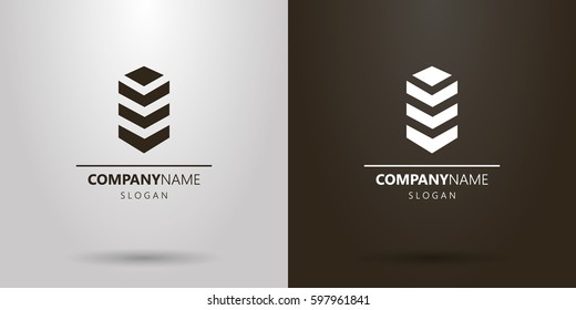 Logotipo abstrato de arranha-céus preto e branco