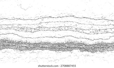 Bandas Horizontales abstractas en blanco y negro con textura granular y líneas irregulares.
