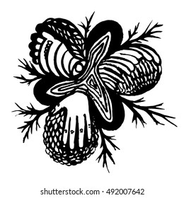 black and white abstract illustration