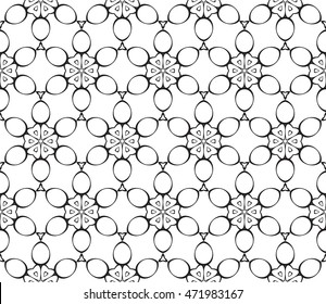 Black and white. Abstract illustration of a seamless pattern of floral ornament. Vector. For the design of printed products, holiday material, fashion design