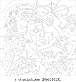 Arte vectorial de ilustración abstracta en blanco y negro