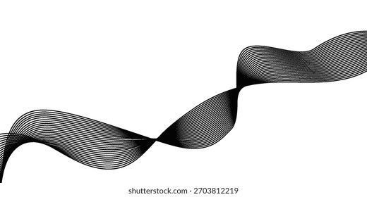 Una Imagen abstracta en blanco y negro presenta líneas curvas que crean un patrón ondulado y fluido sobre un fondo blanco.