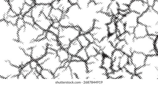 Ein abstraktes Schwarz-Weiß-Bild mit einem Netzwerk von gezackten, miteinander verbundenen Linien, die ein strukturiertes Muster erzeugen.