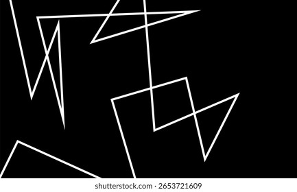 Black and white abstract line art background, with geometric shapes creating a modern and minimalist illustration.