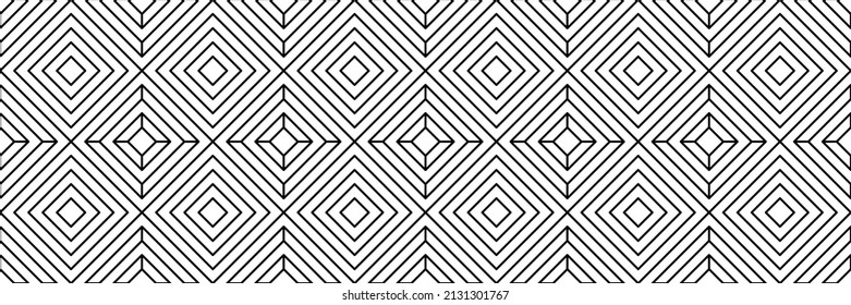 Fondo de banner de la línea geométrica diagonal cuadrada de línea abstracta en blanco y negro. Ilustración vectorial.