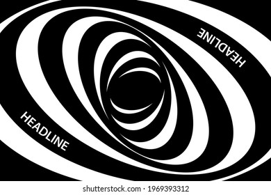 Black and white abstract line. Horizontal vector background template for covers, flyers or leaflet. Illusion of movement. optical effect wave stripe movement. vortex with lines.