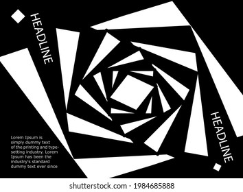 Black and white abstract line. Vector illustration of monochrome abstract pattern background. Geometric poster template. Illusion of movement. optical effect wave stripe movement.