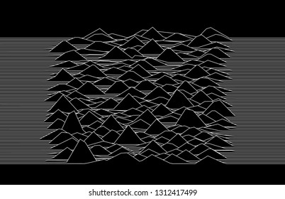 black and white abstract lines illustration with waves for background