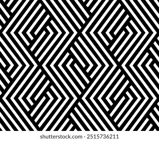 Black and white abstract lines pattern seamless and timeless