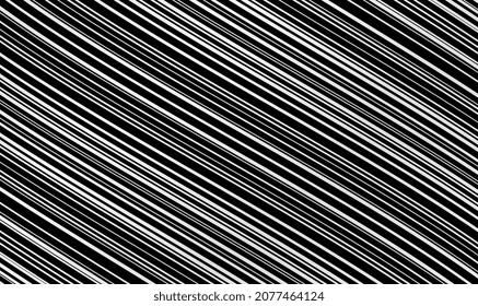 Las líneas abstractas en blanco y negro ondean un patrón sin fisuras. Textura estilizada a rayas monocromáticas con efecto 3d. Patrón de líneas diagonales. Textura de líneas onduladas. Plantilla para textiles de moda, gráficos. Vector