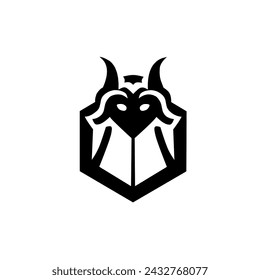 black and white abstract logo, goat head logo, animal logo 