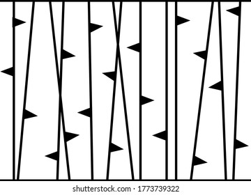 Black and white abstract minimalist trees illustration. Vector drawing.