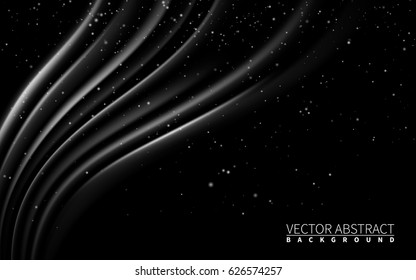 Black and White Abstract Modern Background. Waves of Lines wallpaper Effect Realistic Design Elements. Vector Illustration.