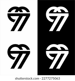 Black and white abstract number 9977 logo design.