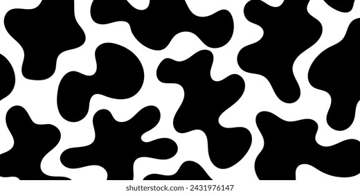 Black and white abstract organic shapes. Seamless pattern background in trendy retro style. Vector illustration