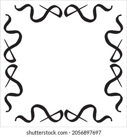 Black and white abstract ornamental frame, decorative border for greeting cards, banners, invitations. Isolated vector illustration.