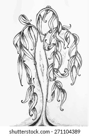 black and white abstract ornamental graphic magic tree