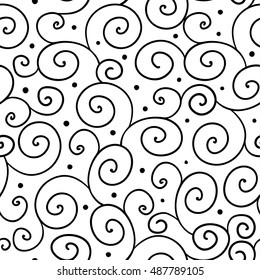 black and white abstract ornate curls pattern