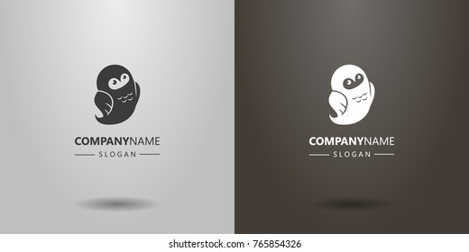 black and white abstract owl logo