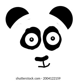 Dibujo abstracto de pandas en blanco y negro.