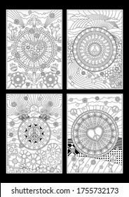 Black and White Abstract Pattern Coloring Book Templates