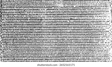 Um padrão abstrato preto e branco apresentando linhas horizontais com formas irregulares e manchas.