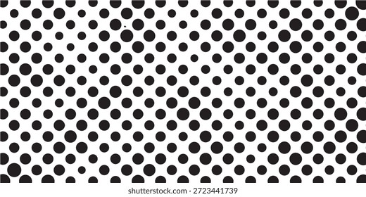 Un patrón abstracto en blanco y negro con un gradiente de puntos semitonos, que varían en tamaño de Pequeño a Grande.