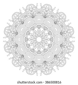 Black and white abstract pattern, mandala. Vector design template for art.