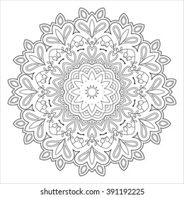 Black and white abstract pattern, mandala. Vector design template for art.