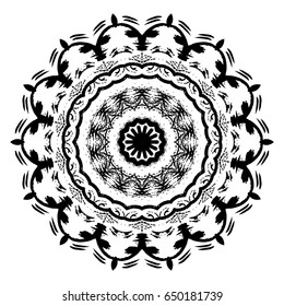 Black and white abstract pattern, mandala. Vector design template for art.