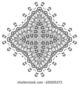 Black and white abstract pattern, mandala. Vector design template for art.