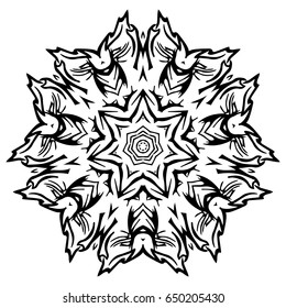 Black and white abstract pattern, mandala. Vector design template for art.