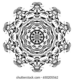 Black and white abstract pattern, mandala. Vector design template for art.
