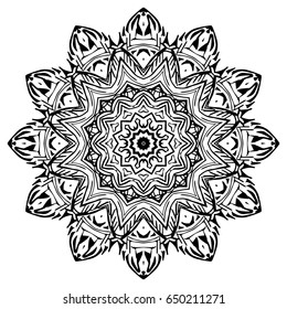 Black and white abstract pattern, mandala. Vector design template for art.