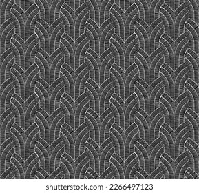 Black and white abstract pattern. Print with imitation of embroidery. Vector illustration.