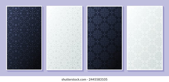 Black and white abstract pattern vertical card