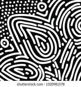 Black and white abstract patterns of flower buds in a box for inspiration of doodle art