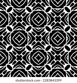 Black and white abstract patterns.Seamless monochrome repeating pattern for web page, textures, card, poster, fabric, textile.