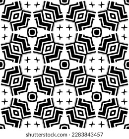 Black and white abstract patterns.Seamless monochrome repeating pattern for web page, textures, card, poster, fabric, textile.