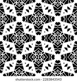 Black and white abstract patterns.Seamless monochrome repeating pattern for web page, textures, card, poster, fabric, textile.